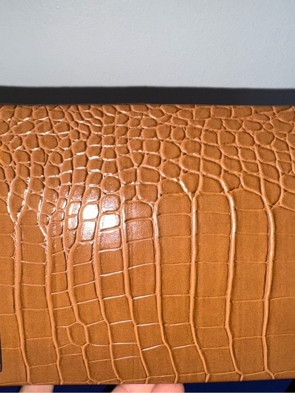 Top handle croc style satchel leather bag brown /gold hardware - Picture 5 of 7